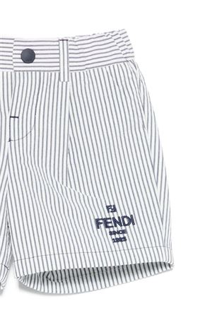 bermuda in cotone blu e bianco FENDI KIDS | BMF280AY8GF1I11